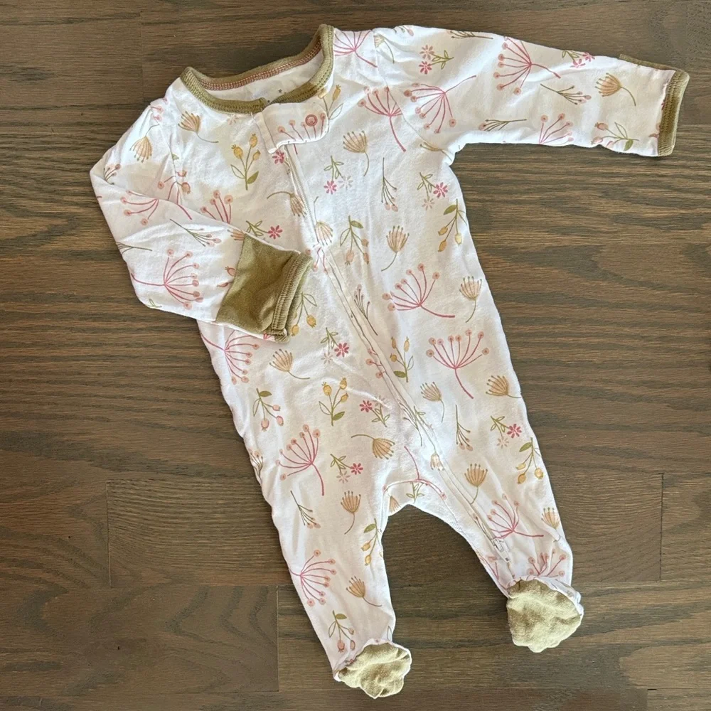 Cloud Island 3-Pack Baby Footie Sleepers 0-3M Pink Floral Animal Cotton